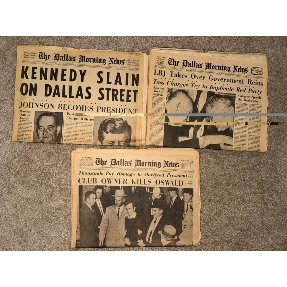 The Dallas Morning News Kennedy Slain Assassination  Nov 23, 24, 25 Full Paper